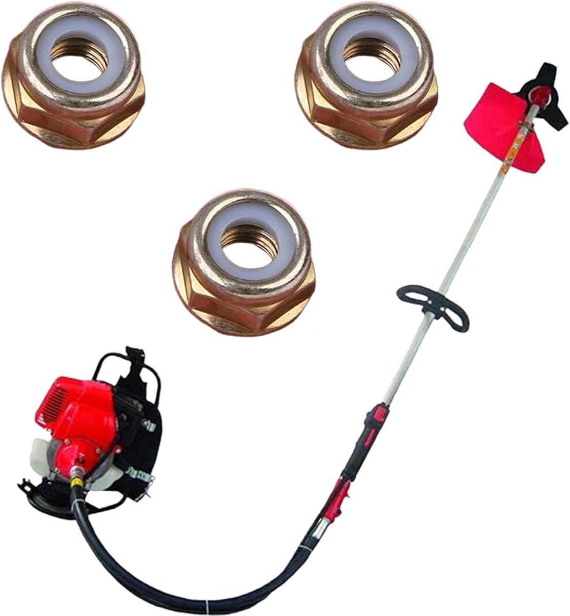 3 stuks M10 moeren linkse schroefdraadmoer voor bosmaaier, mesmoer M10 x 1,25, accessoires voor grastrimmer en bosmaaier, reserveonderdelen voor tuingereedschap met linkse schroefdraad