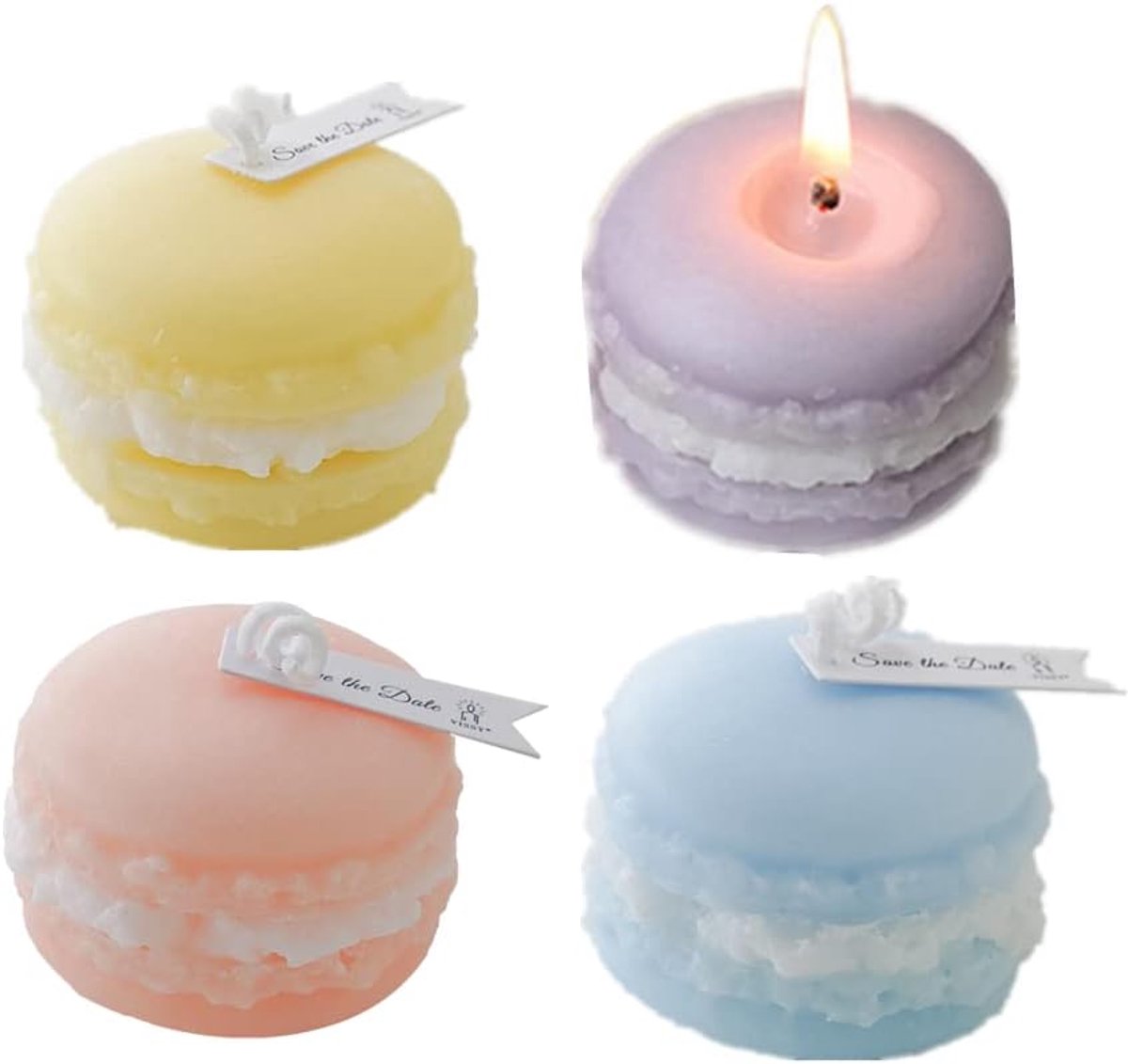 4 stuks macaron geurkaars set, pure handgemaakte aromatherapie kaarsen home decor kaars verjaardag bruiloft vakantie feest meisje cadeau (veelkleurig)