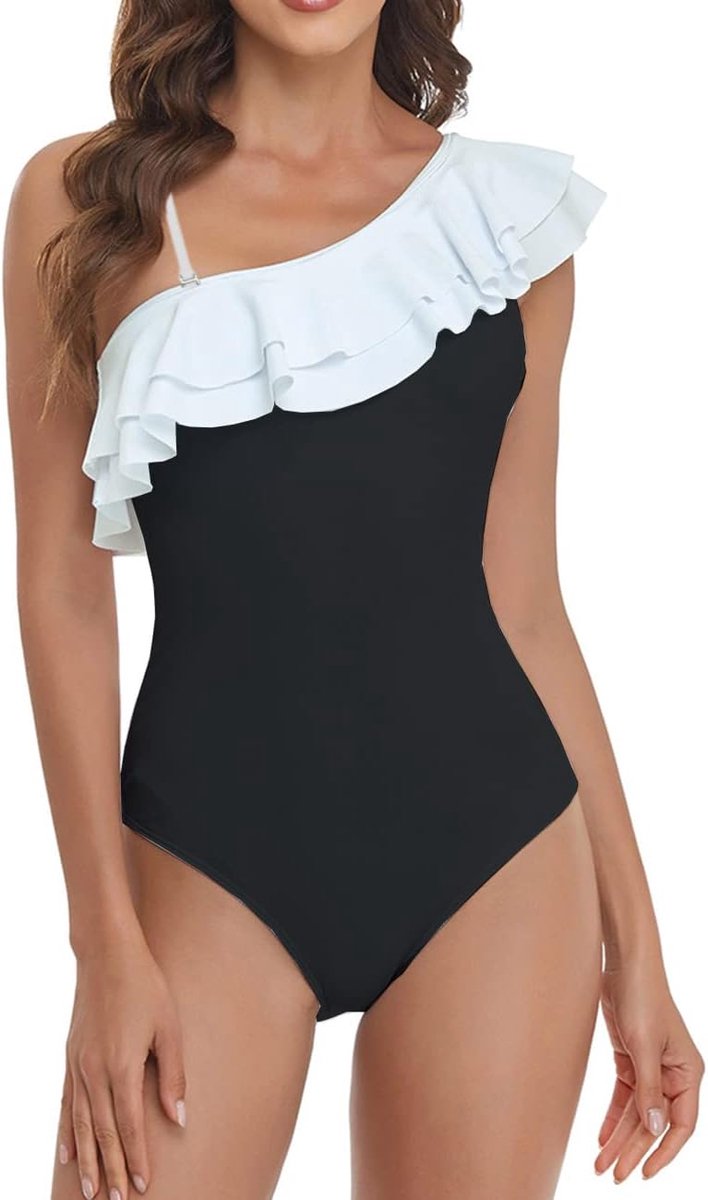 eendelig badpak voor dames, met ruches, blote rug, strandbikini, elegante monokini, ruches