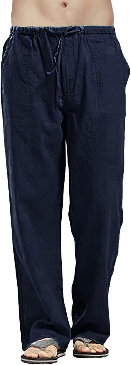heekpek Linnen broek heren lange lichte zomerbroek heren katoen linnen broek regular fit rechte broek vrijetijdsbroek strand linnen broek heren voor vakantie
