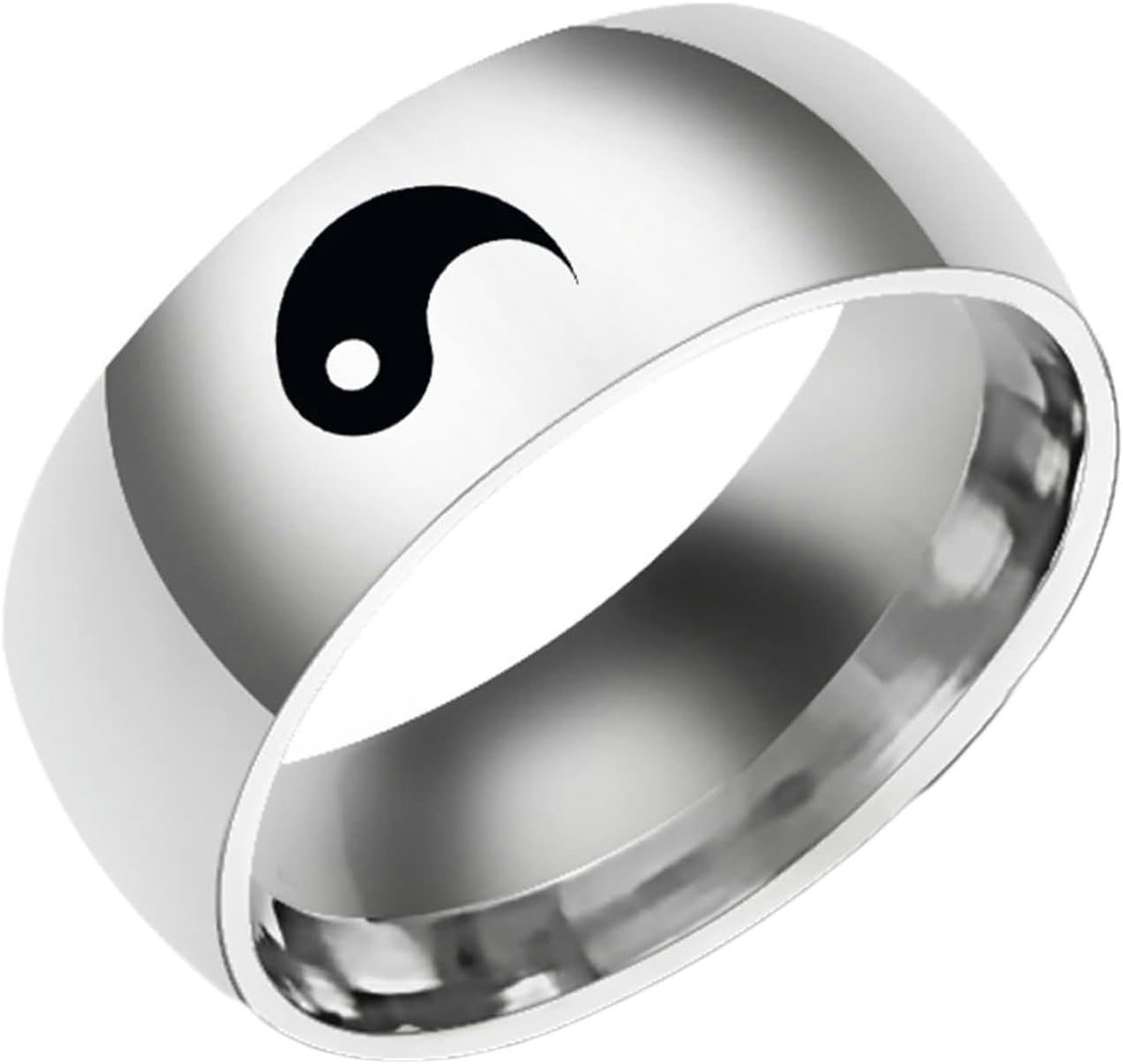 Ringen sets, zwarte Tai Chi Yin Yang verlovingsringen uniek, roestvrij stalen ring