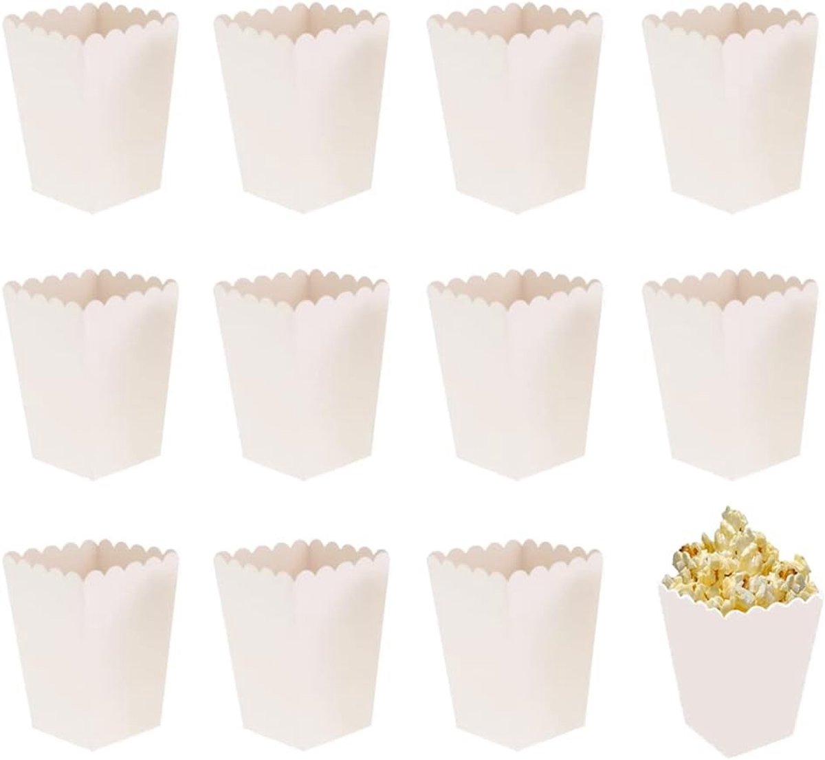 Popcorn dozen voor snoep, snacks en feestjes - 50 papieren popcornboxen voor bioscoopgebruik