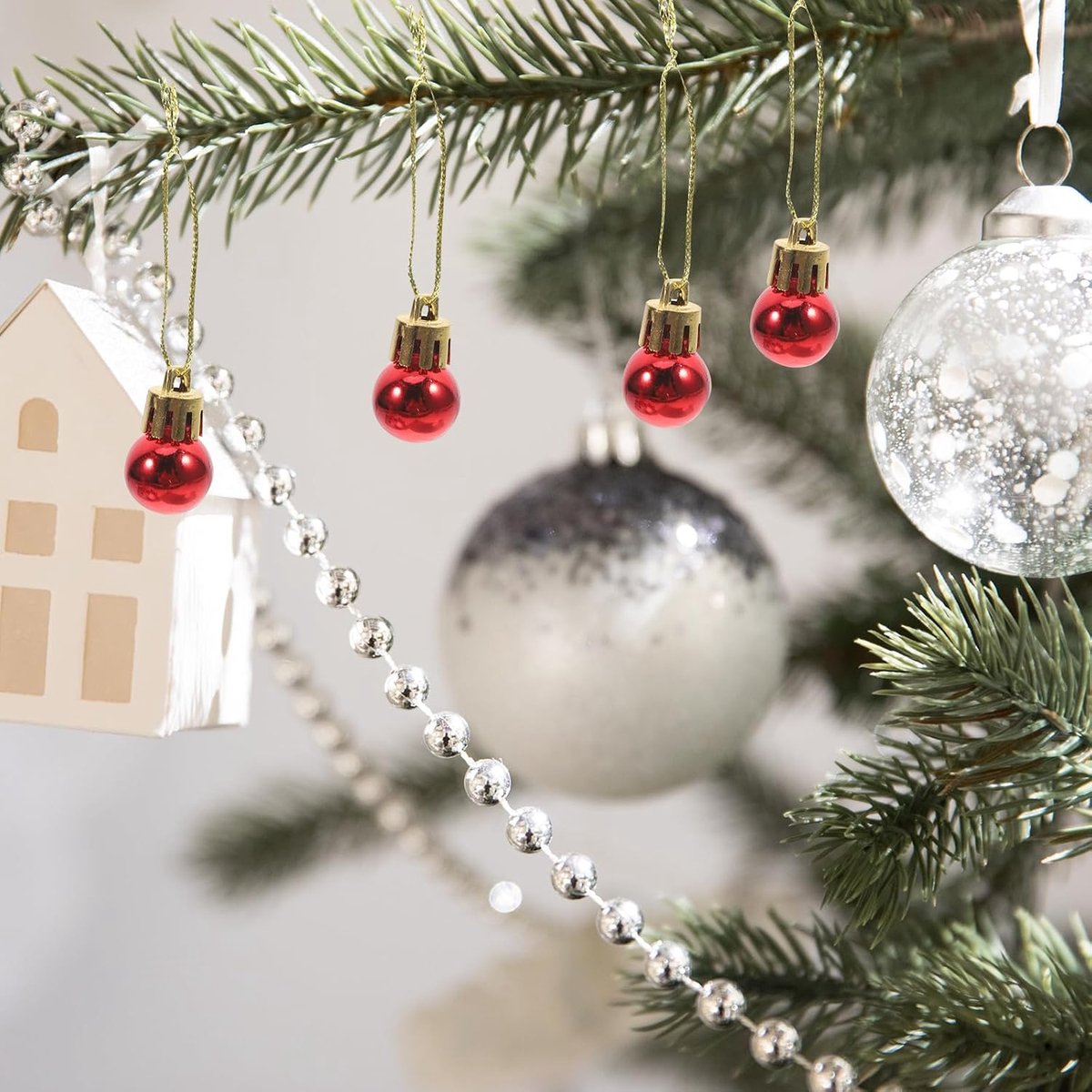 Kerstballen mini kerstbal vakantie decoratie kerstboom versiering 2 cm (rood)