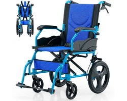 Mobiclinic Pirámide - Rolstoel opvouwbare - Zitbreedte 46 cm - Aluminium - Lichtgewicht - Inklapbare rugleuning en armleuningen - Anti-lek banden - Rem op hendels - Blauw