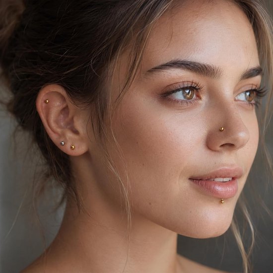 Ronde Bal Titanium Platte Terug Oorbellen Stud, 18G Titanium Kraakbeen Tragus Labret Lip Medusa Piercing Sieraden voor Vrouwen Mannen — afbeelding 4
