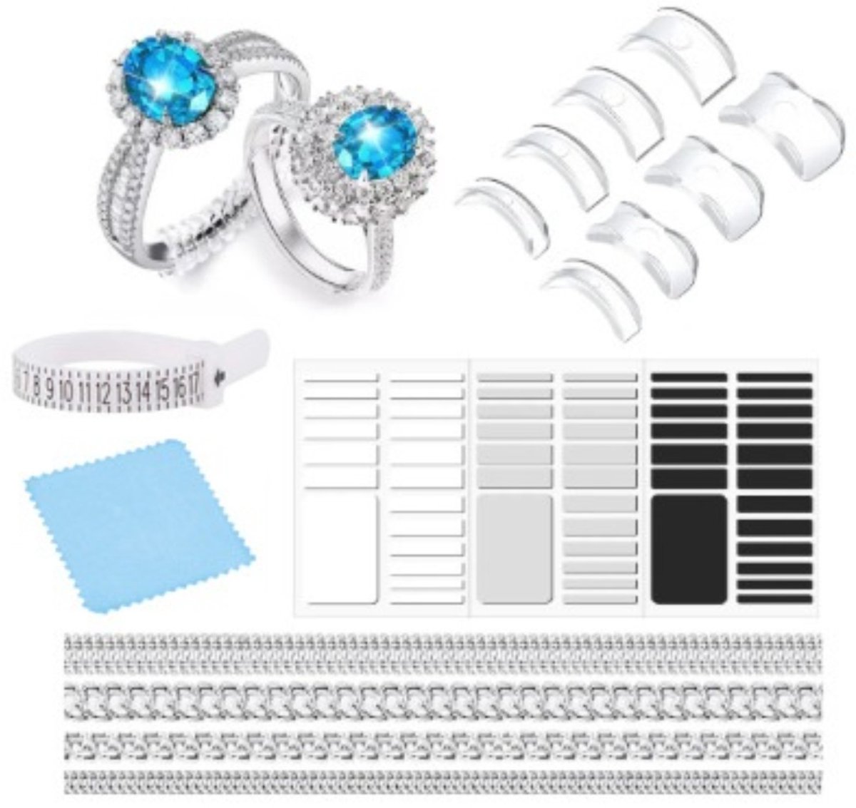 Onzichtbare spiraal ringverstellerset - 20 stuks transparante TPU+PC ringmaatverstellers voor losse ringen, doe-het-zelf thuis aanpassing