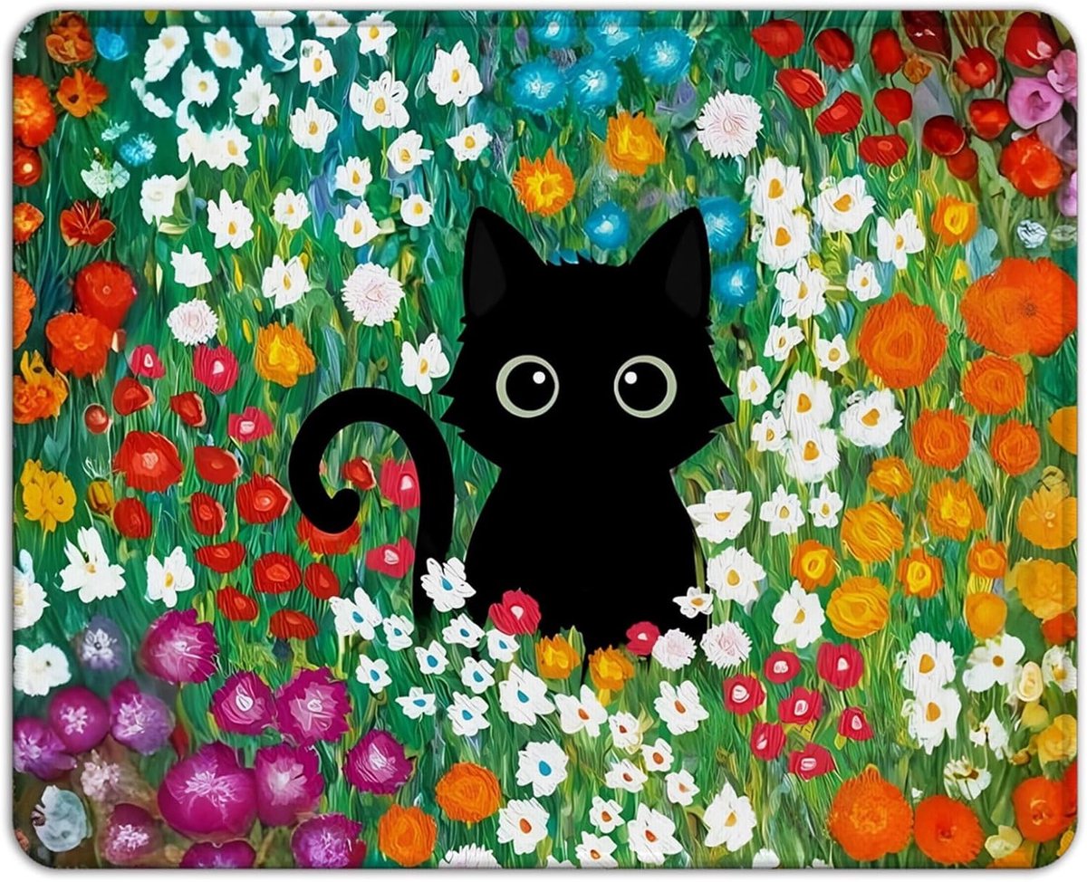 Kattenbloemen Motief Muismat 21 x 26 cm | Kleine Muismat voor Thuis en Kantoor