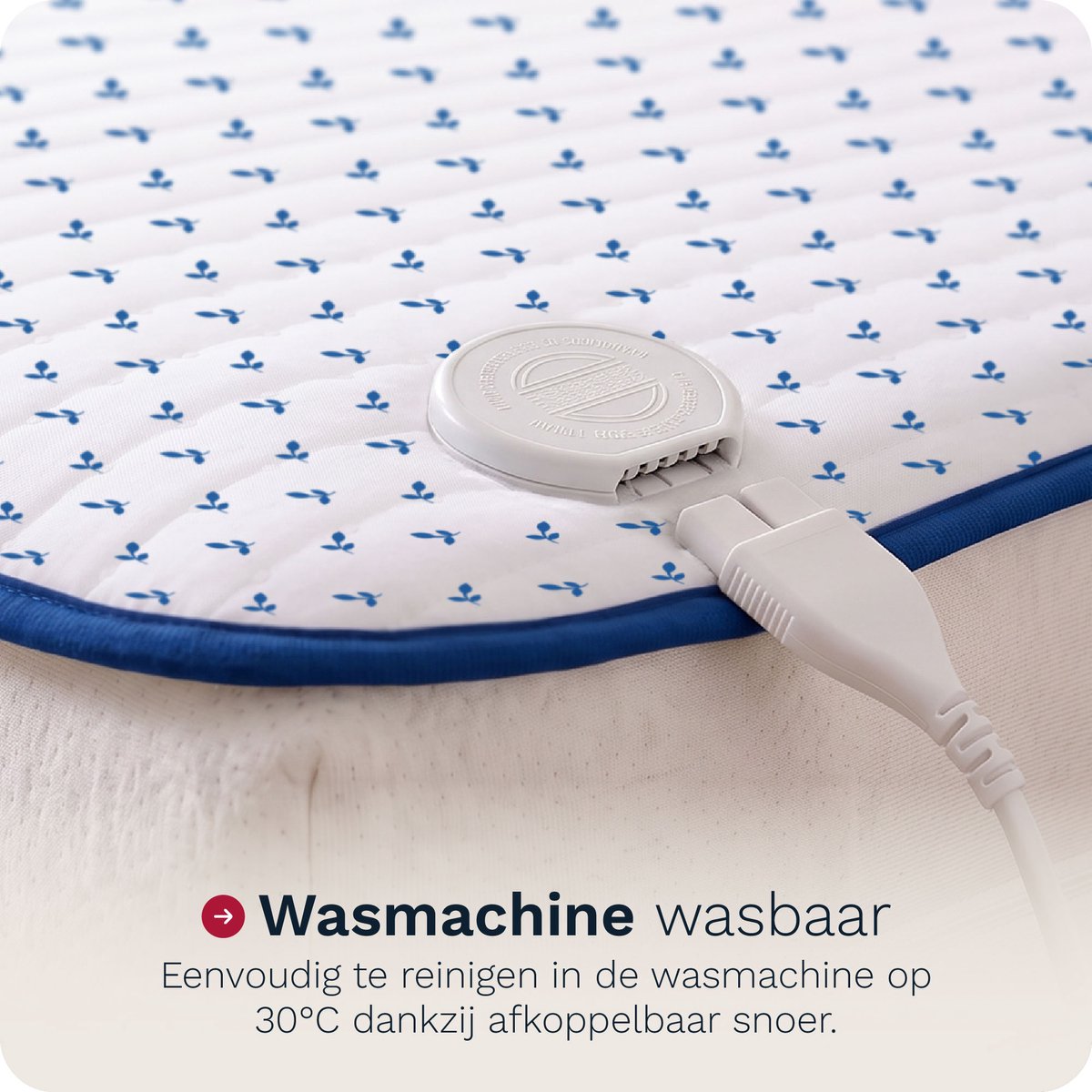 Inventum HN1312V elektrische onderdeken 150x80 cm - 1 persoons - Warmtedeken - 4 warmtestanden - Aparte voetzone - Fleece/Katoen - Wit/Blauw – foto 3