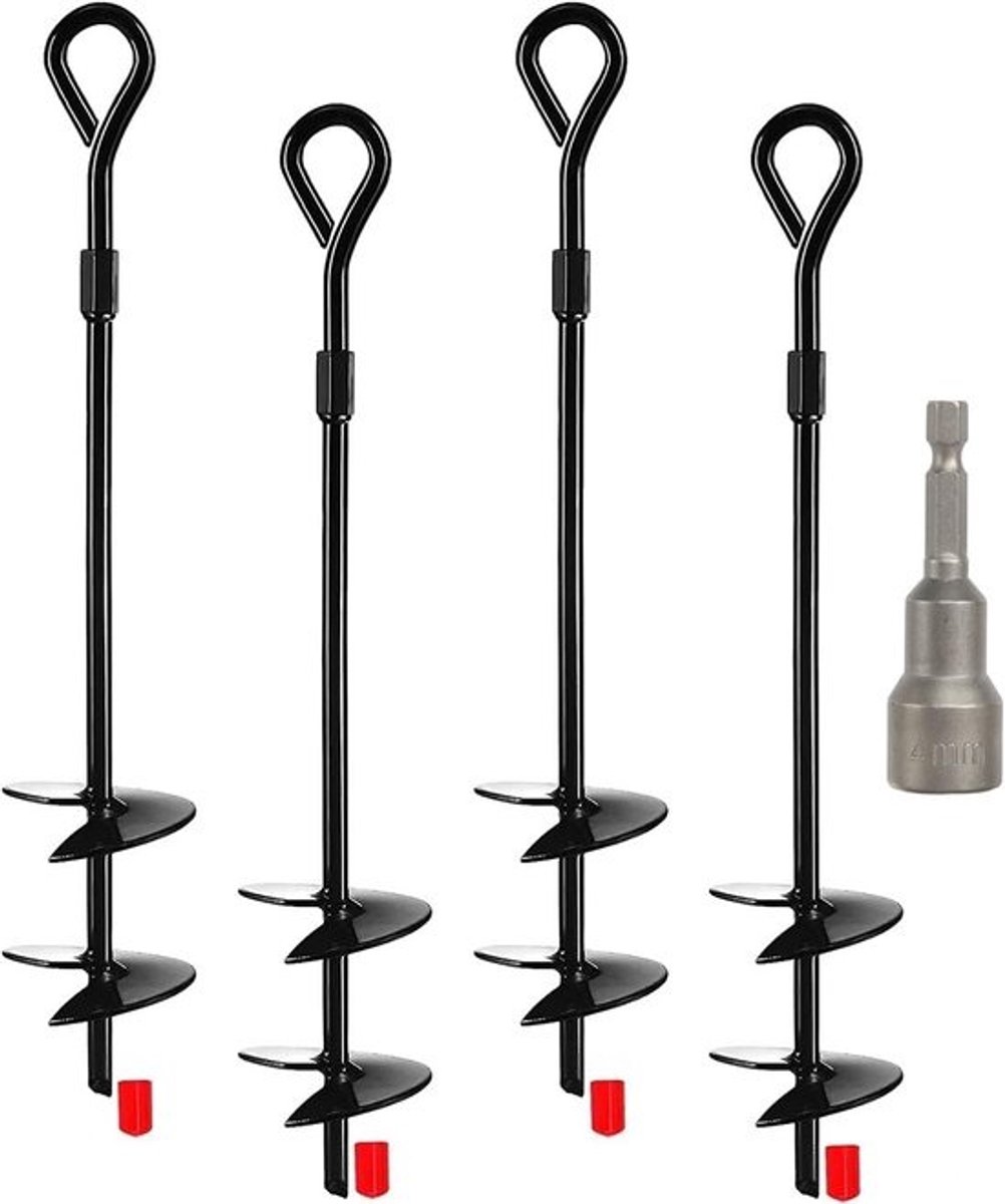 Set van 4 Sterke Grondankers, Dubbele Helix, 40 cm, Anti-roest