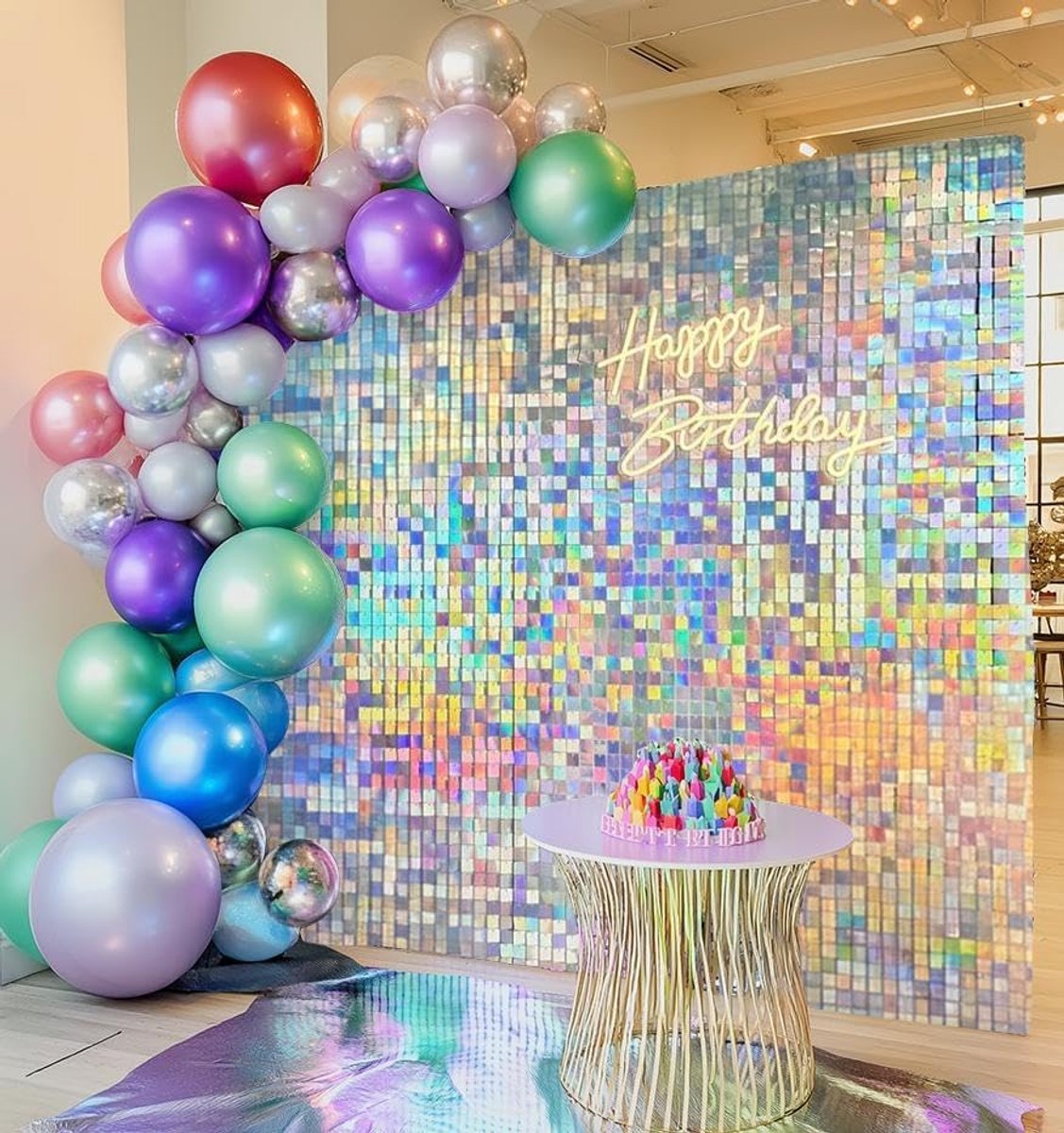 Pailletten achtergrond glinsterende muur achtergronden pailletten glinsterende wandpanelen glitter achtergrond voor feestdecoraties verjaardag bruiloft -24 stuks zilver
