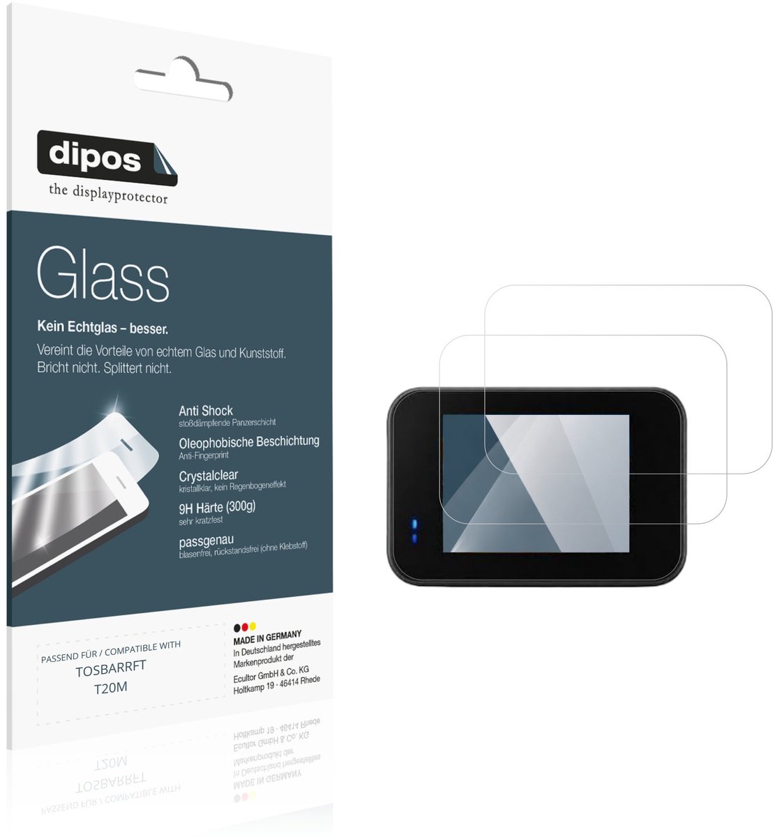 dipos – 2x Pantserfolie geschikt voor TOSBARRFT T20M | 9H Screenprotector