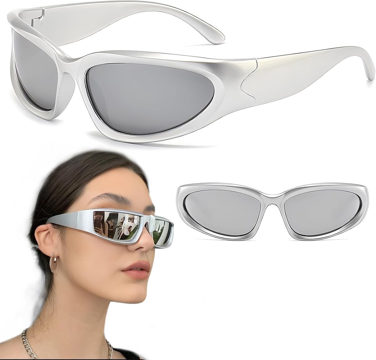 Futuristische Zonnebrillen voor Rolspel, Halloween en Feestjes - Ruimtethema, Alienstijl en Fun Design