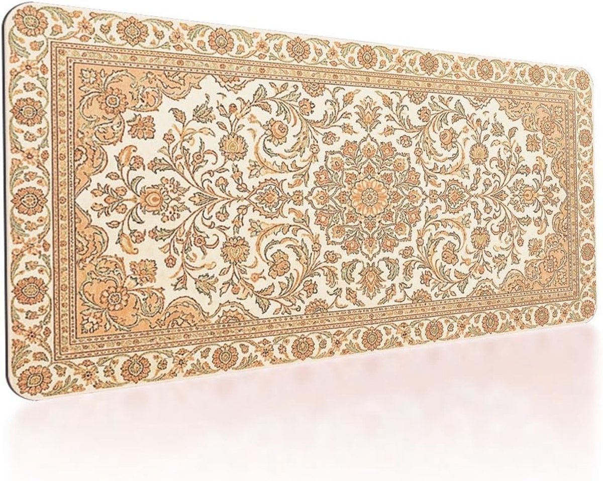 Grote antislip muismat met vintage gele bloemen voor gaming en kantoor - 800 x 400 mm, ideaal voor computer en laptop gebruik