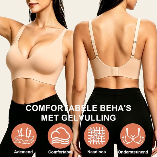 bh's voor vrouwen UK, luipaardprint diepe V push-up beha, plus size draadloos comfort brede riem dagelijkse slaap jelly beha — afbeelding 2