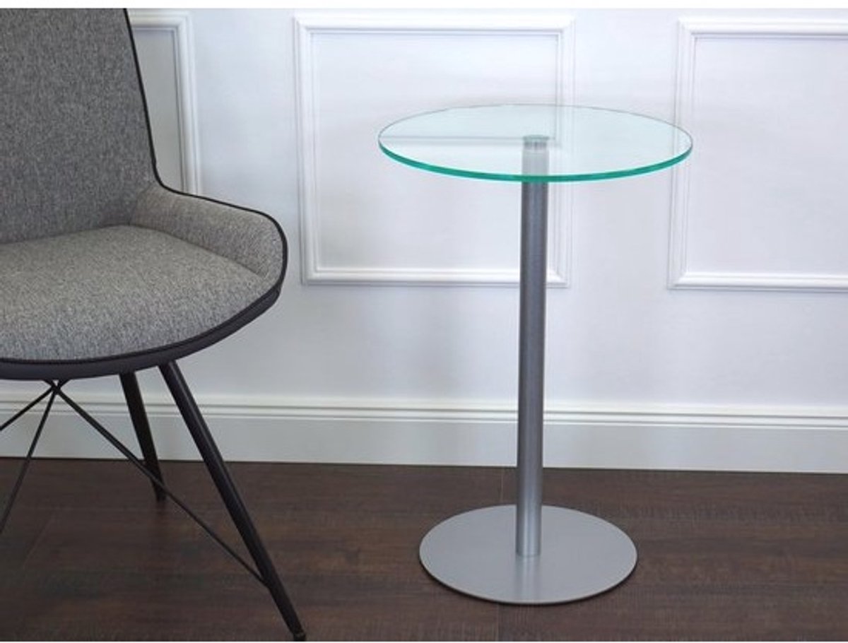 Moderne glazen bijzettafel - Stabiele salontafel voor kleine ruimtes - Praktische ronde koffietafel 40x40x60 cm