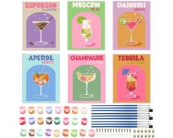 Schilderen op Nummer: 6 Delige Set voor Volwassenen - DIY Acryl Schilderijen voor Thuisdecoratie