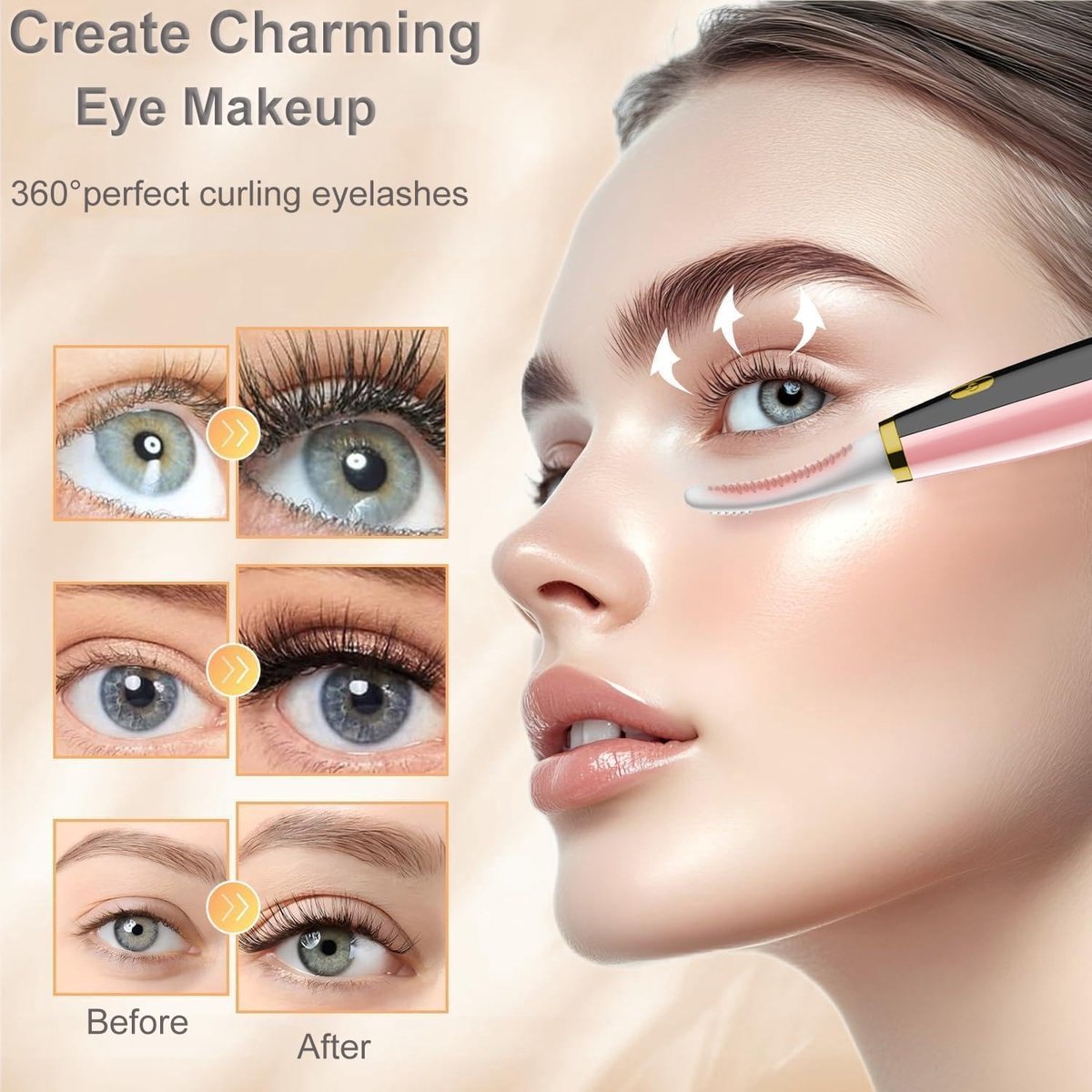 Wimperkruller, Snelverwarmend Elektrische Wimperkruller | Siliconen Wimperkam, 3-niveaus Slimme Temperatuurregeling, voor Alle Soorten Wimpers