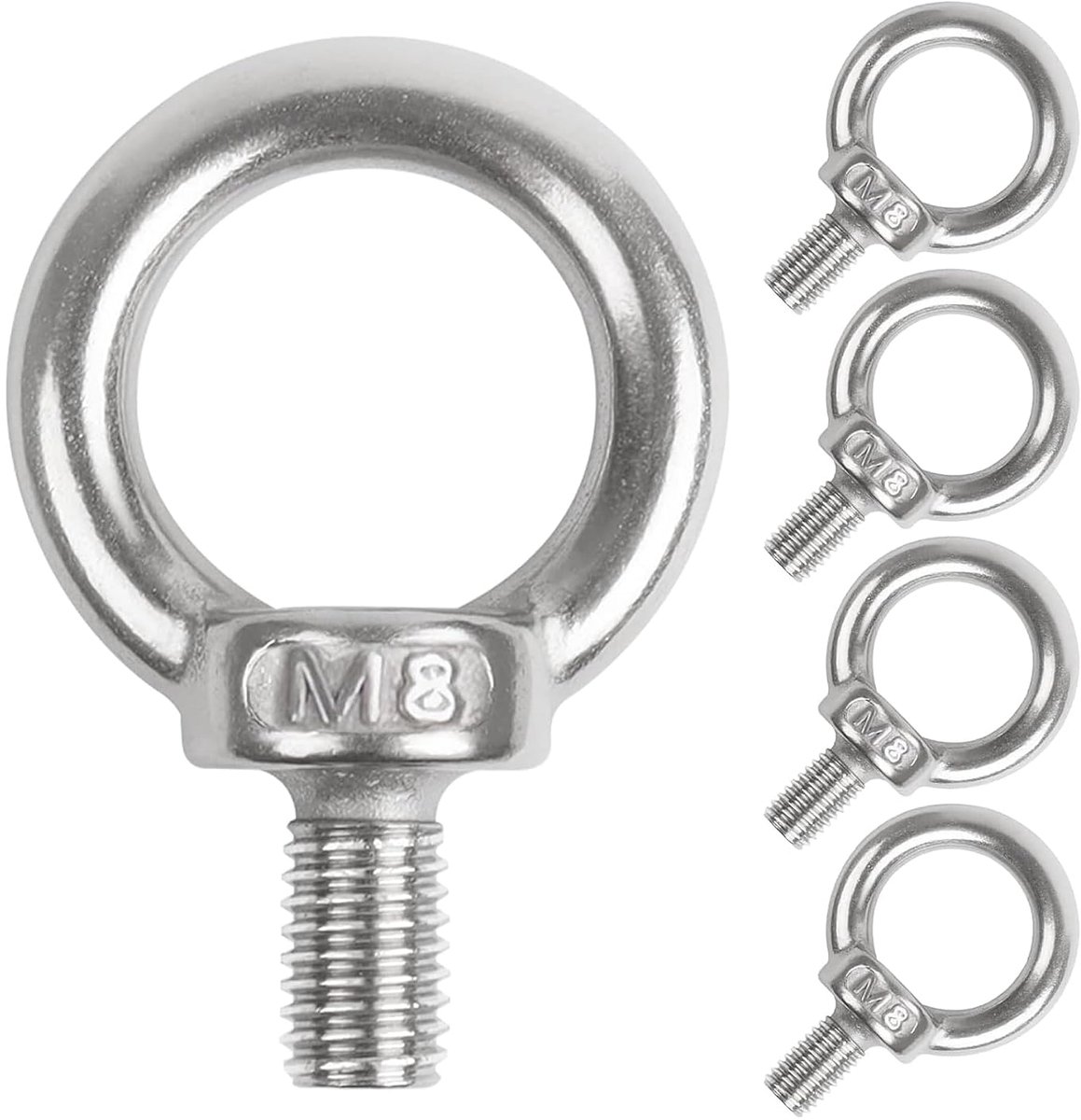 5 stuks M8 x 15 mm ringschroef roestvrij staal, buitendraad hefring ringschroeven oogschroef gesloten schroef stang ring ronde oogschroef voor rol bevestigen en ophangen