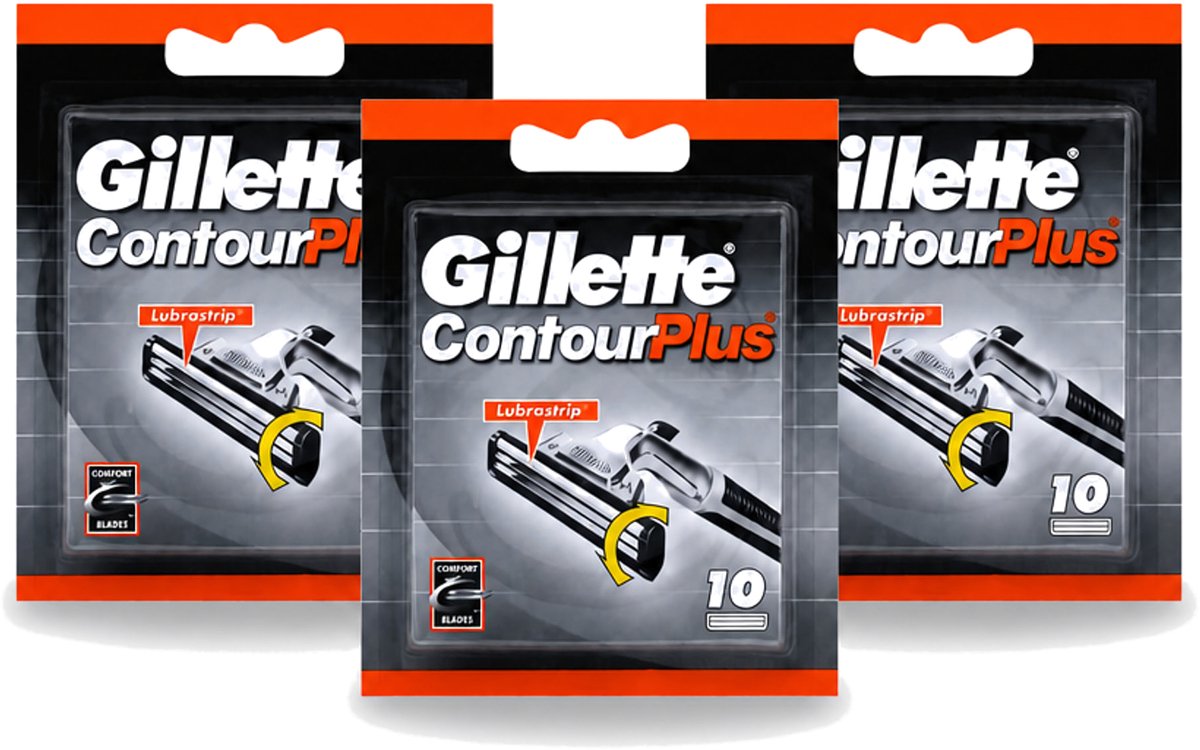 3 x Gillette Contour Plus – Wegwerpscheermesjes – 10 mesjes - Bulkverpakking - 3 stuks
