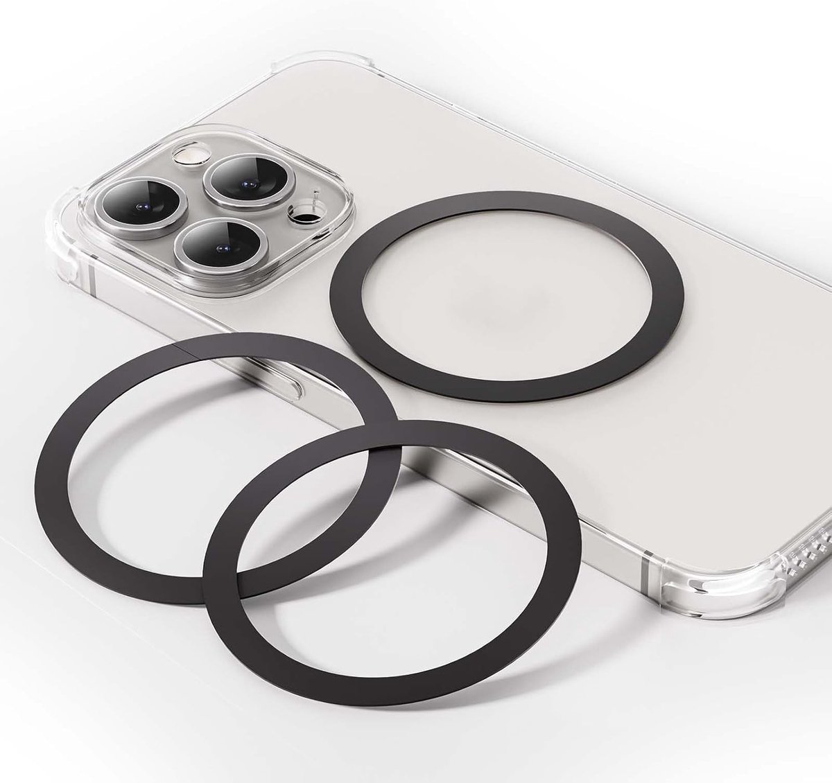 Metalen Ringsticker, Voor Magsafe-Ringmagneet, Compatibel Met Magsafe Draadloze Oplader/Autohouder Voor Iphone/Samsung/Android-Telefoonhoesjes, 3 Stuks (Zonder Magnetisch), Zwart