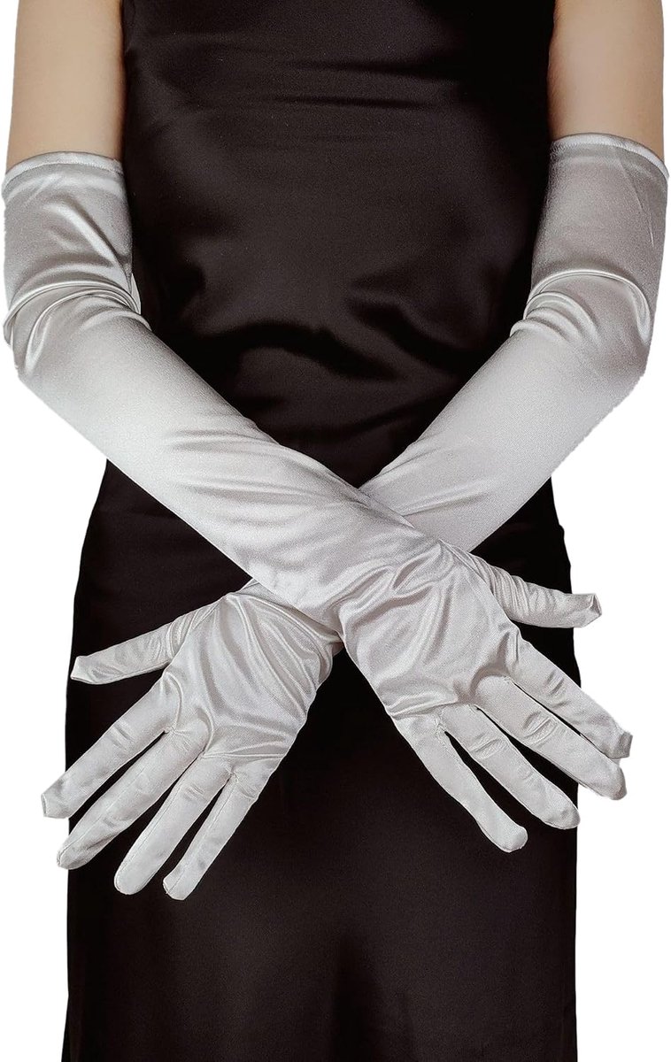 Handschoenen voor dames, satijnen handschoenen, elegante handschoenen, ellebooglange elastische handschoenen, bruidshandschoenen, voor Halloween, banket, feest, bruiloft