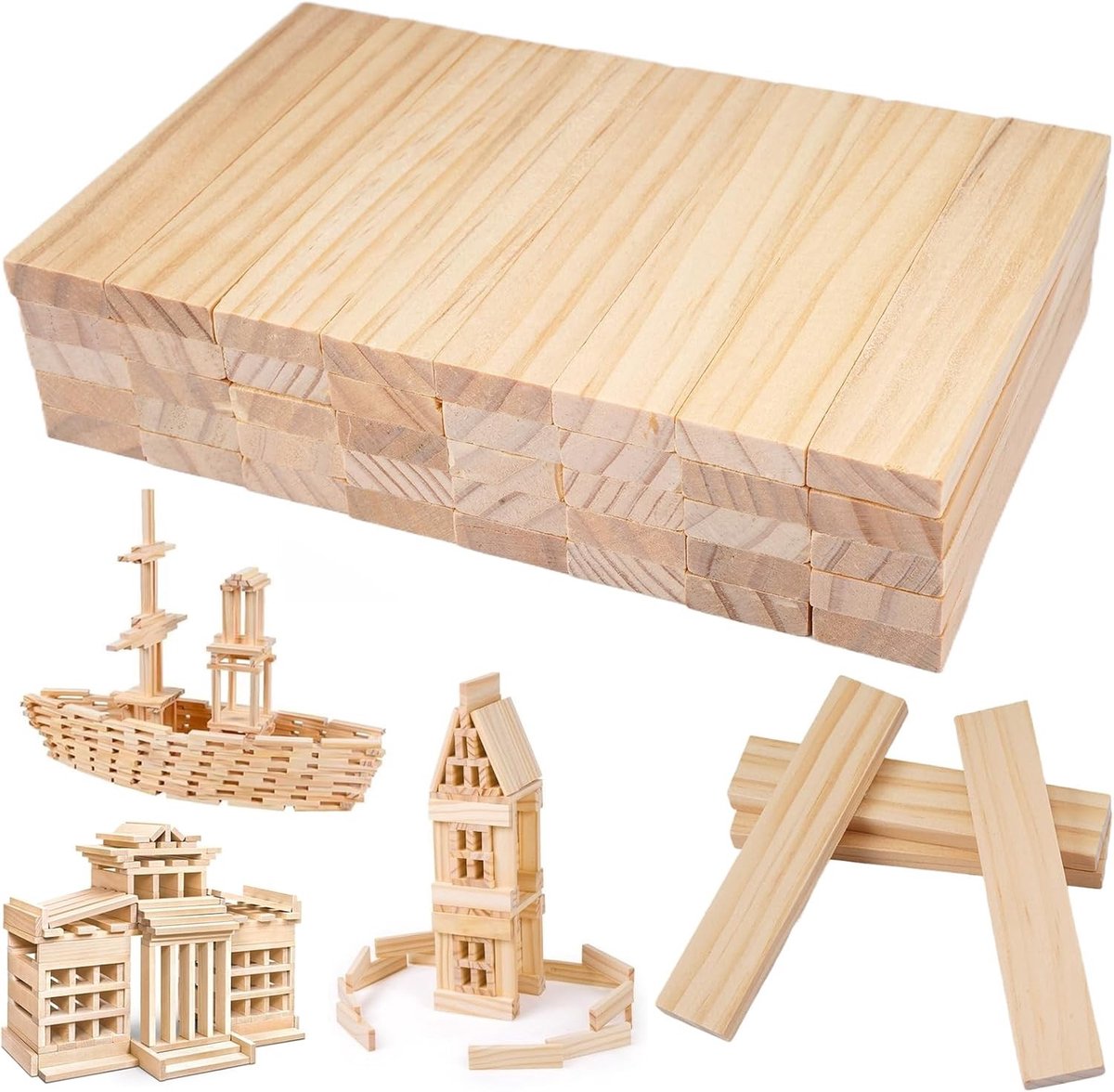 40 Stuks Houten Planken 110×20×8mm voor Modelbouw, Ambachten en Creatieve Projecten