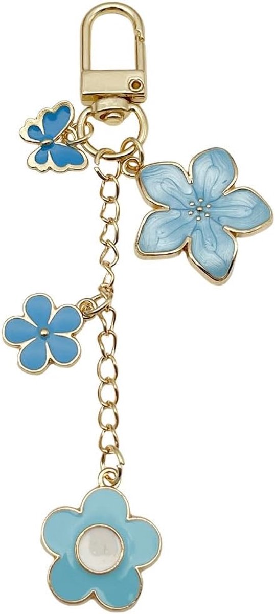 Emaille Bloemen Sleutelhangers Cadeaus Zinklegering Vlinder Sleutelring voor Vrouwen Natuurliefhebbers Autosleutels Hangertjes