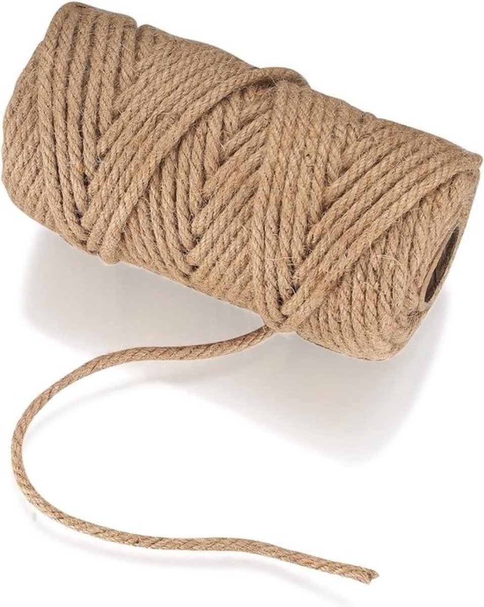 Natural Jute Rope 6 mm x 50 m - Garden Rope for Decoration Crafts Gardening