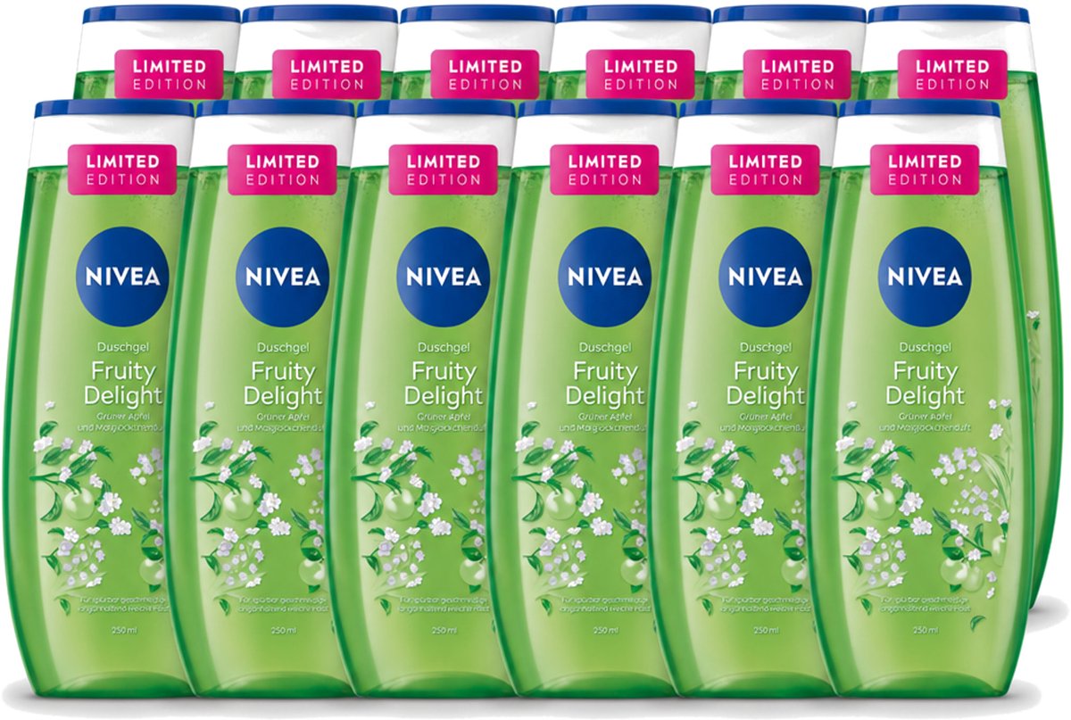 12 x Nivea – Douchegel – Fruity Delight – 250 ml - Voordeelverpakking - 12 stuks