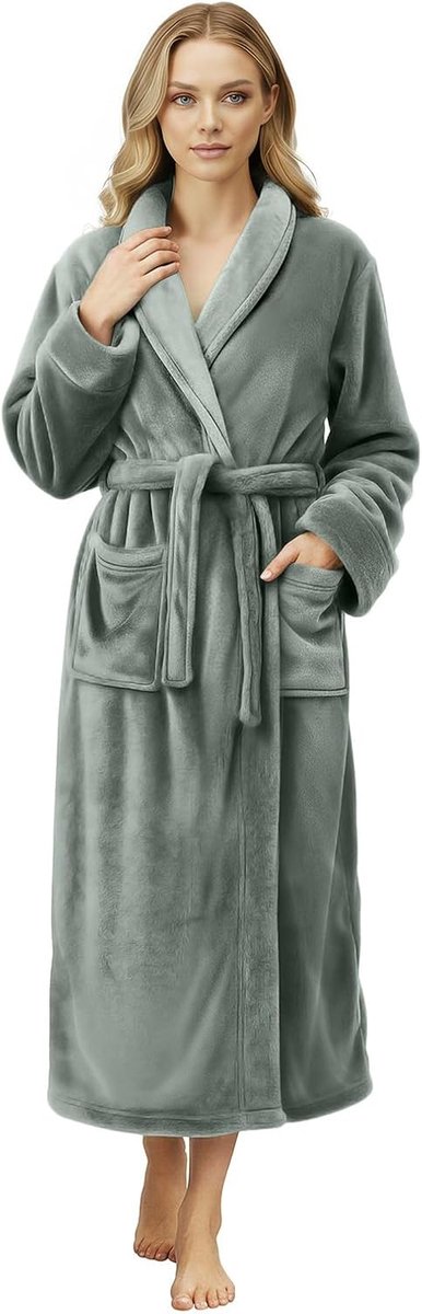 Threads Luxe Jurkenjurk voor Vrouwen Super Soft Fleece Badjas Gezellige Sjaalkraag Loungewear en Nachtkleding