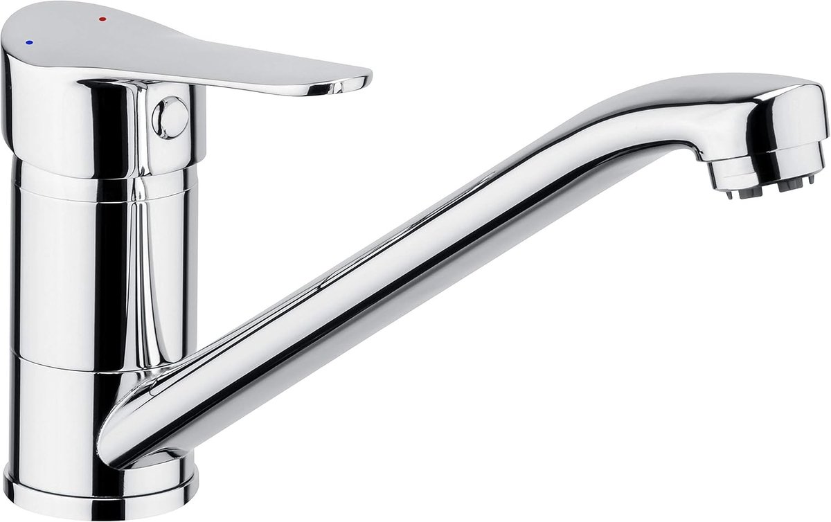 Eengreepsmengkraan voor de keuken met 360° draaibare uitloop, verchroomd messing, lagedruk, zilver