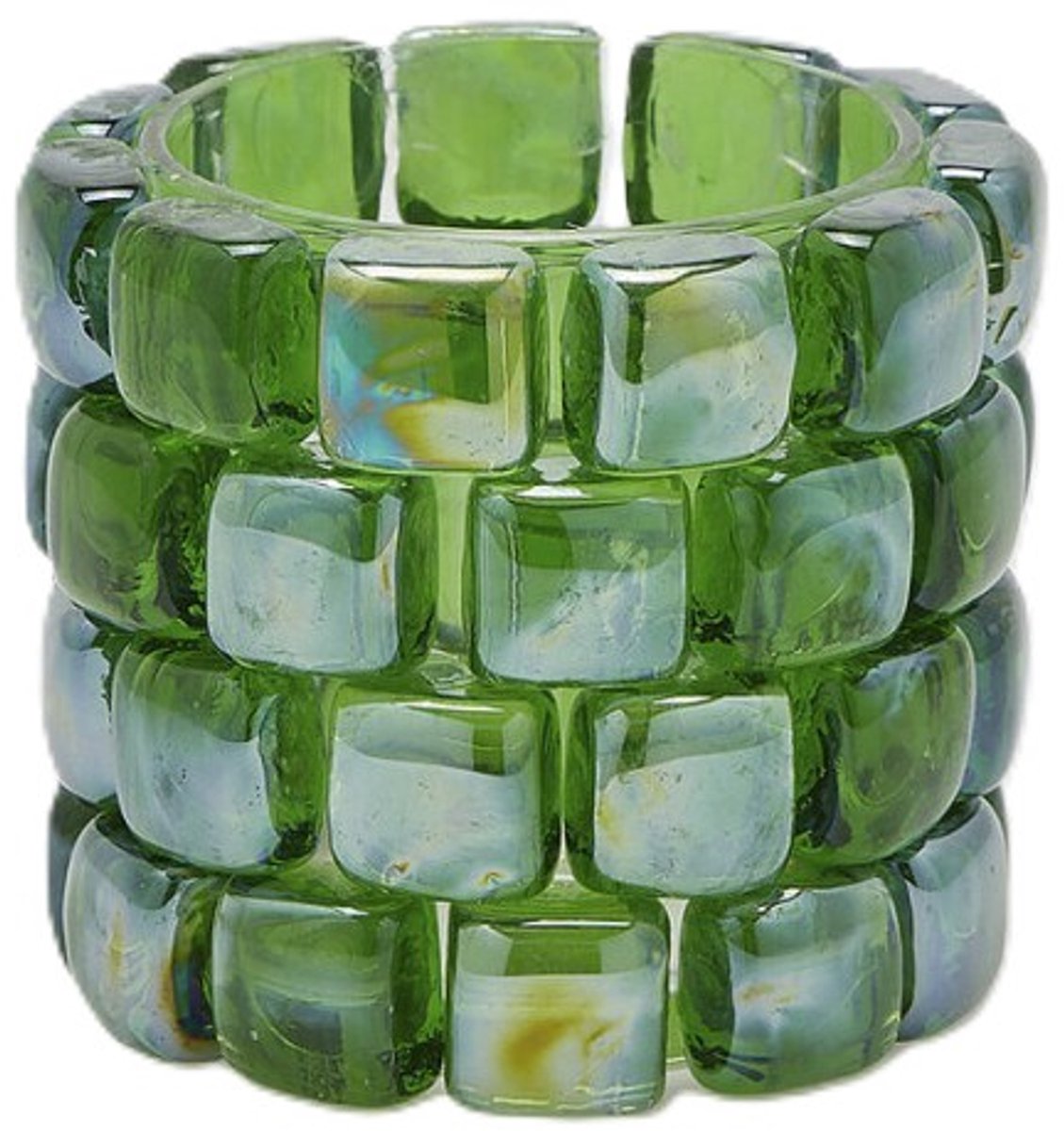 EDG - Waxinelichthouder - Glas - groen - D12 x H10 cm - Opening 8 cm