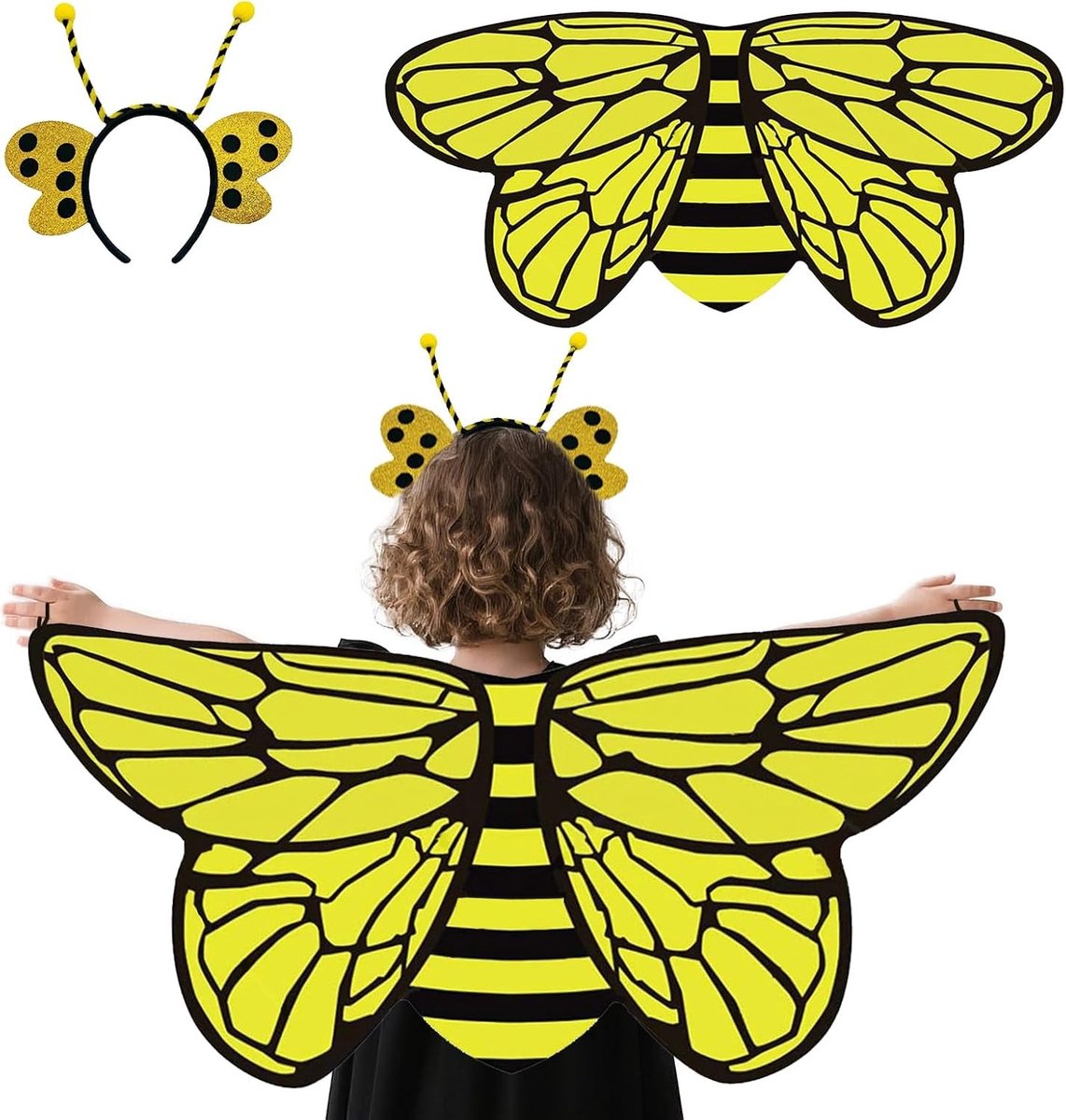 Bijen Kostuum voor Meisjes - 2-delig Set met Bijen Vleugels en Bijenriem voor Halloween, Verjaardag en Cosplay Feest voor Kinderen van 3-8 Jaar
