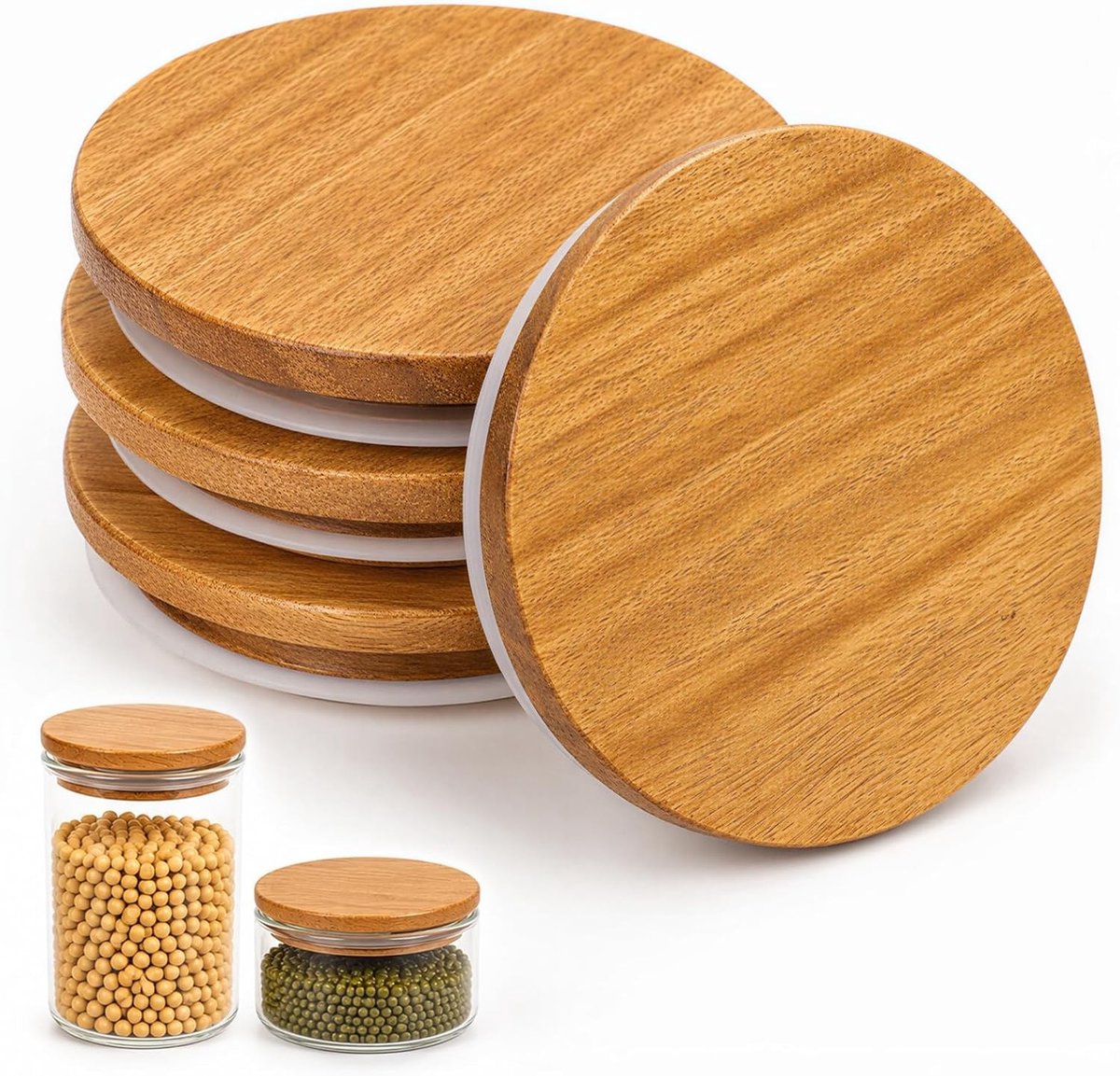 Set van 4 houten deksels voor weckglazen, Ø 100 mm, perfect voor conserveren en bewaren