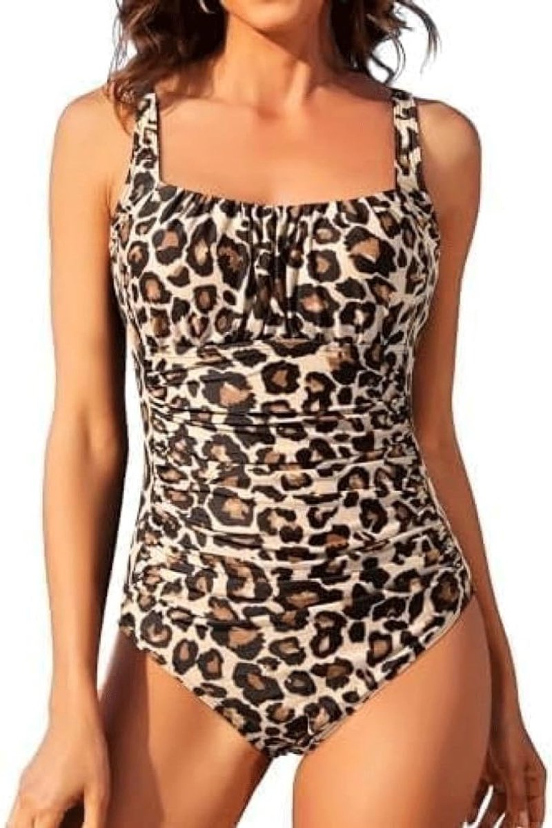 Badpak Sexy dames bikini-badpak uit één stuk in effen kleur. Badpak bedekt de buik en ziet er slank uit. Hot Spring-badpak