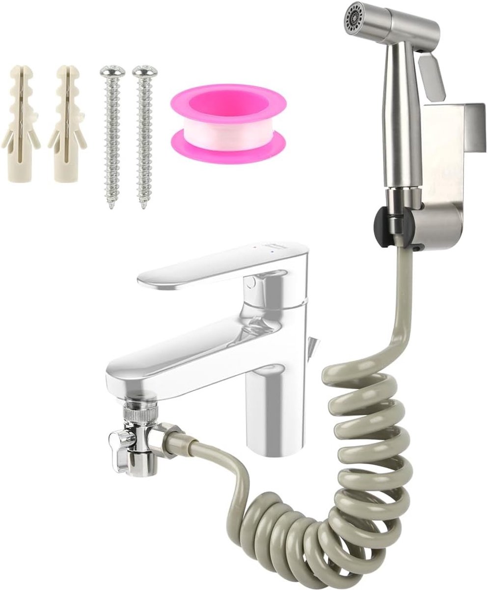 Roestvrijstalen handdoucheset voor bidet, dubbele modus toiletdouche, wandhouder en veerslang voor optimale badkamerhygiëne en luierreiniging