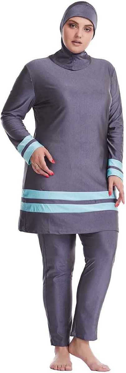 Burkini Dames moslim badpak badmode mode Hijab 3-delig lange mouwen islamitisch volledige cover zwempak conservatief sportief zomer A8