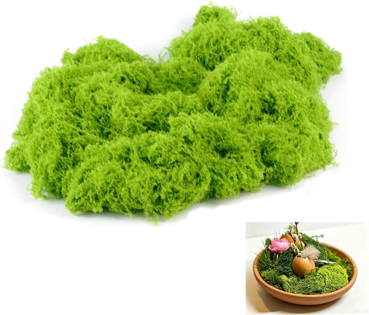 100 g mos decoratie, kunstmos om te decoreren, kunstmos om te decoreren, kunstmos om te knutselen, voor miniatuur, bruiloft, doe-het-zelf, modelbouw, lentedecoratie, paasdecoratie (grasgroen)