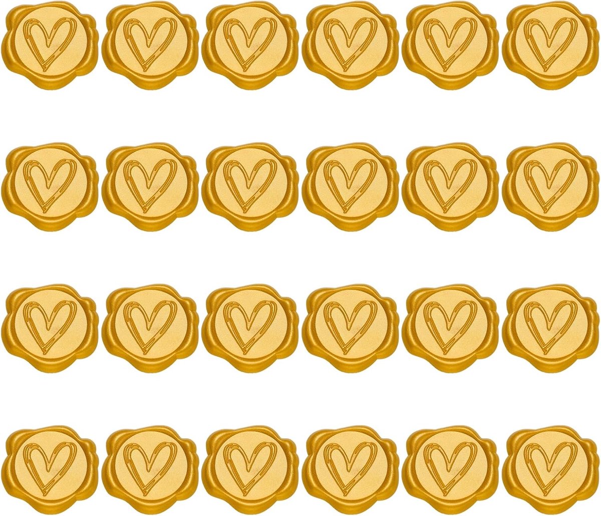 24 stuks waszegels, goudkleurig, zelfklevend, roze, stickers, vintage stijl, voor uitnodigingen voor bruiloft, verjaardag, Kerstmis, feest