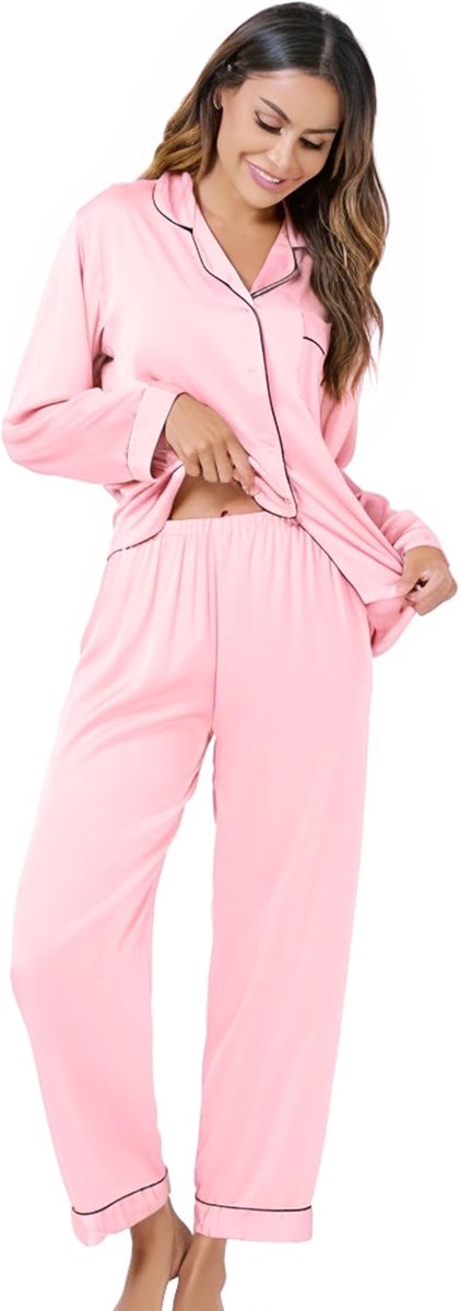 Pyjama voor dames satijnen pyjama set dames button down lange dames bruidsmeisje pyjama tweedelige zijden pyjama voor vrouwen sets