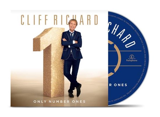 Cliff Richard staat naast een grote gouden "1" op de hoes van "Only Number Ones".