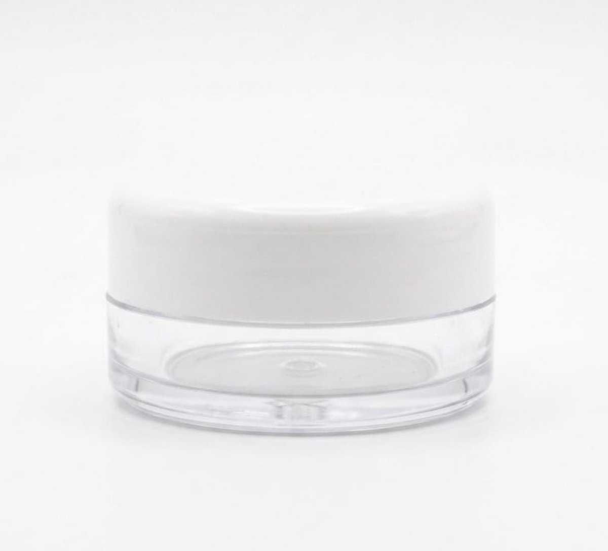 3 ml – Kunststof Crèmepot met Schroefdeksel Transparant/Wit – Hervulbaar - 10 stuks