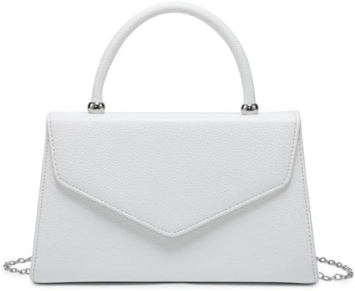 Clutch tas voor dames, PU-leer, met handvat aan de bovenkant, avondtas, feesttas, cocktailbal, met verstelbare metalen ketting