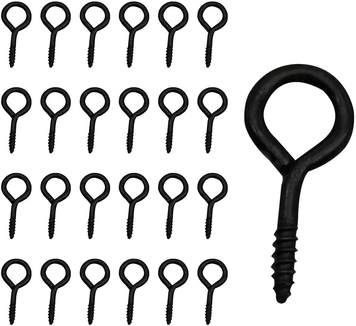 50 stuks oogschroeven, zwart, met houten schroefdraad, oogschroeven, haken om te schroeven, ringschroef, 16 mm x 30 mm, oogschroef voor doe-het-zelf sieraden maken, handwerk, fotolijst,