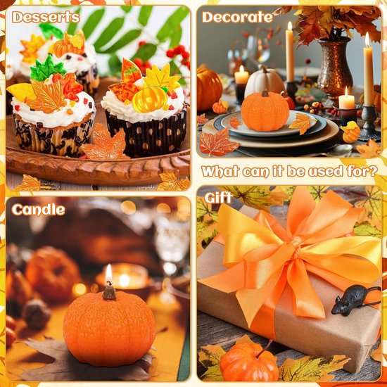 8 stuks siliconen vormen gietvormen herfst: 3D pompoen epoxy mal — afbeelding 4