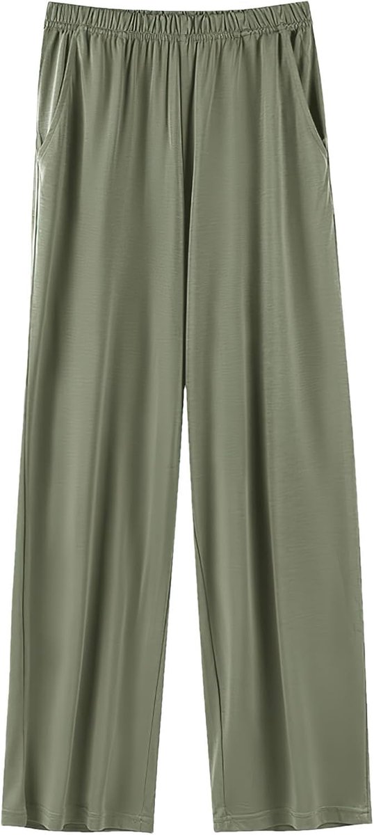Pyjamabroek voor dames, pyjamabroek met brede pijpen, zachte lichte slaapbroek, vrijetijdsbroek met zakken (S-5XL)