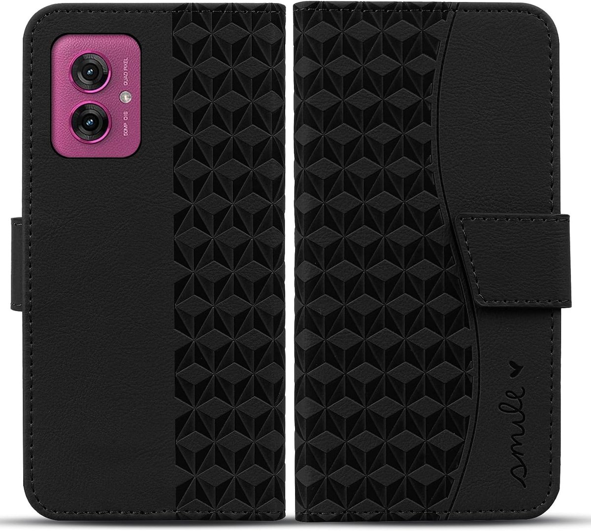 Moto G55 telefoonhoes, premium PU-leren beschermhoes, flip case, portefeuille, kaartsleuf, volledige bescherming voor Motorola Moto G55, zwart