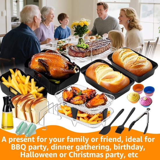 Accessoires voor Philips Airfryer Dual Basket 3000-serie 6L + 3L, 24-delige accessoireset, siliconen vorm accessoireset, grillrooster met twee verdiepingen, bakvorm, toaststandaard — afbeelding 5