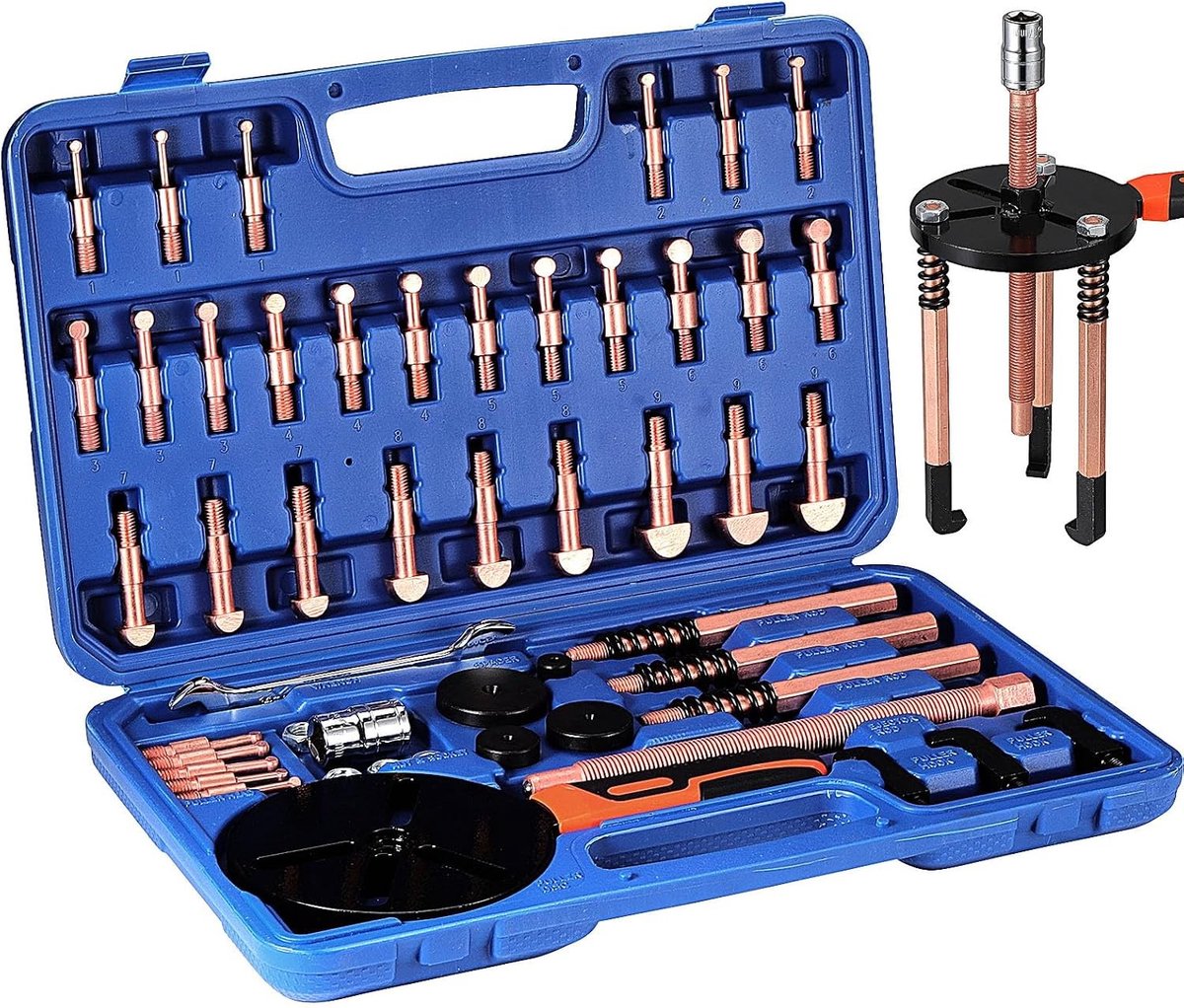 Professionele 55-in-1 Lager Trekker Kit, Binnenste Blind Gat Verwijder Tool Set met 3 Klemmen voor Auto Mechanica en Motor Reparatie