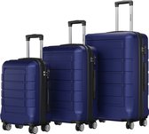 TRVLMORE Kofferset - 3 Delig - 42L Handbagage + 78L en 120L Ruimbagage - TSA Slot - Lichtgewicht - Reiskoffer set - Donkerblauw
